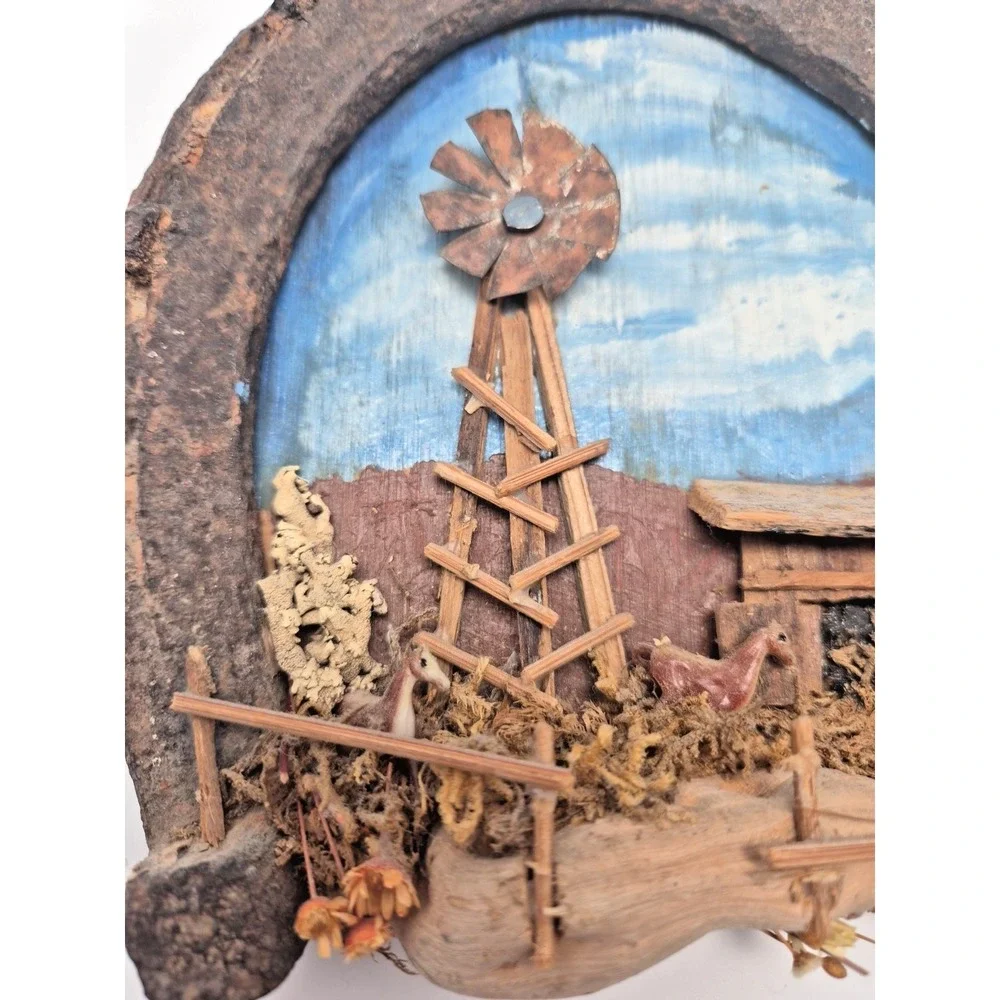 Rustic Handmade Horseshoe‎ Framed 3D Windmill Wall Hanger